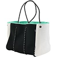 QOGiR Neoprene Multipurpose Beach Bag Tote with Inner Zipper Pocket (Black, Large) Image